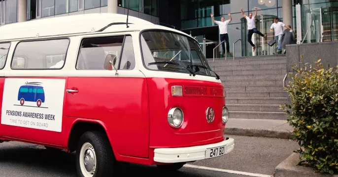 The Pensions Awareness Week campervan outside a roadshow venue